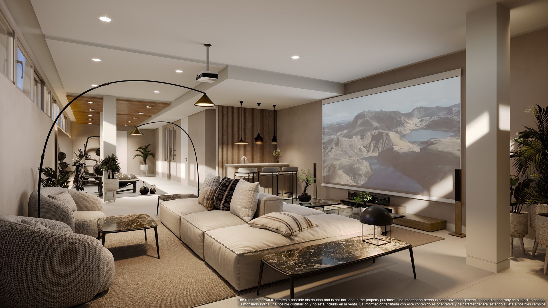 Mimosas_351.Apartment Villa Garden. Leisure Area – Cinema+Gym (Camera 1).render